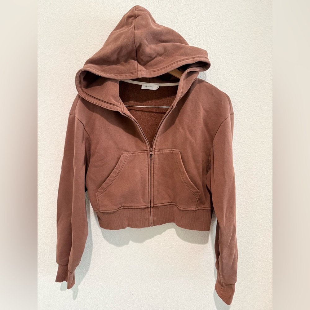 NEIWAI Sweater Brown Cozy Zip Up Quality material Women's Hoodie  Size XS